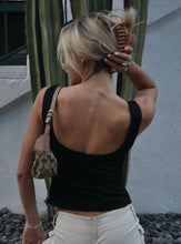 Load image into Gallery viewer, A black a-line bustier top with a flattering silhouette made from deadstock cotton poplin
