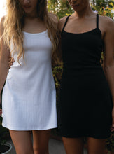 Load image into Gallery viewer, Black and white summer dresses made from organic cotton in a sleeveless aline silhouette
